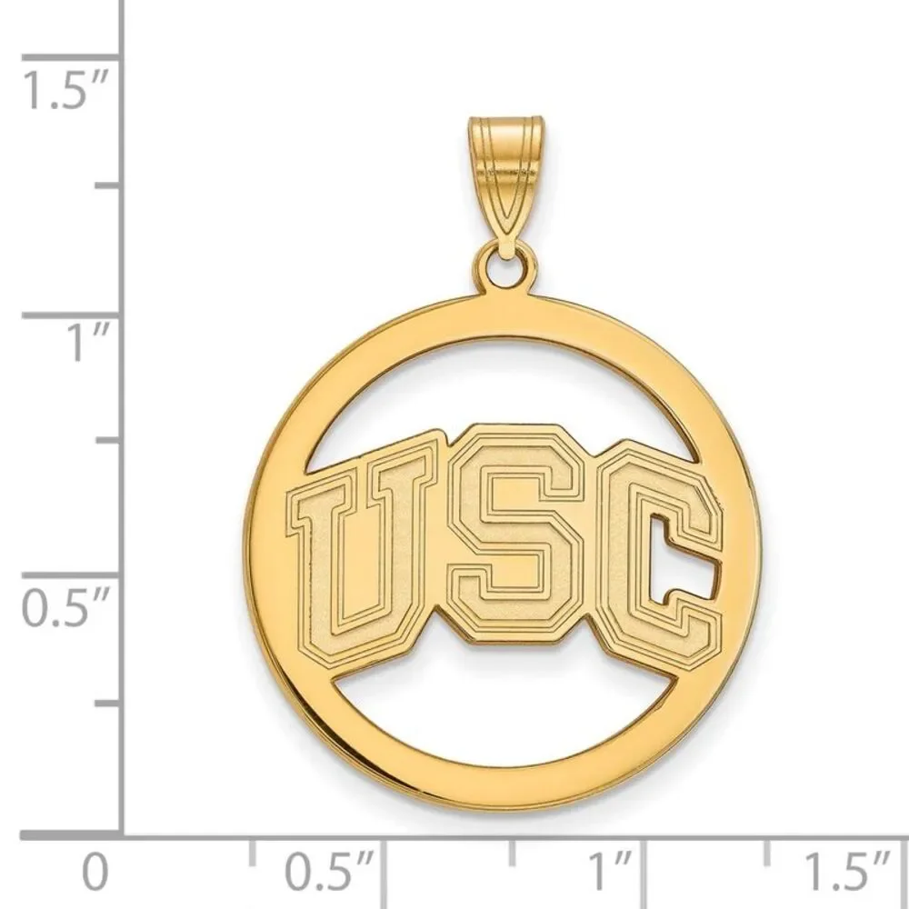 14K Gold Plated S.S. Univ. of Southern California LG Circle Pendant